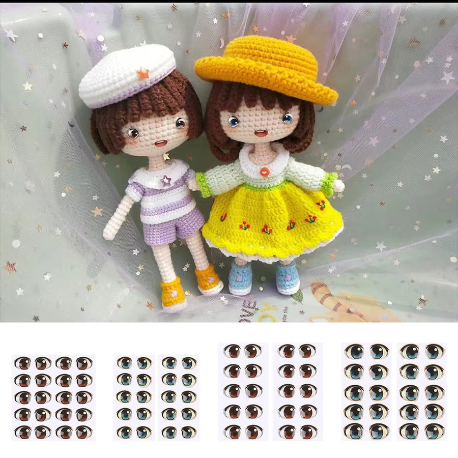 10 Augen Aufkleber, Braun, Blau, Bunt / Mehrfarbig, Pappe / Karton, Zubehör - Bild 2