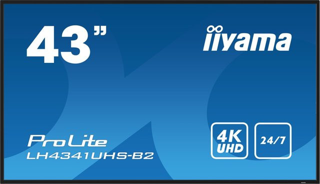 Iiyama ProLite LH4341UHS-B2 Digital Signage Display, 43 Zoll 4K UHD LCD Monitor, Schwarz, IPS Panel, USB-C, Ethernet/LAN, USB-A - Bild 1