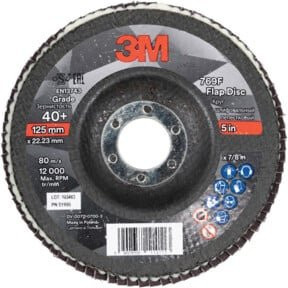 3M Fächerschleifscheibe 769F Glasgewebeteller schräg, Durchmesser: 125 mm, Körnung: 80, Schwarz - Bild 1