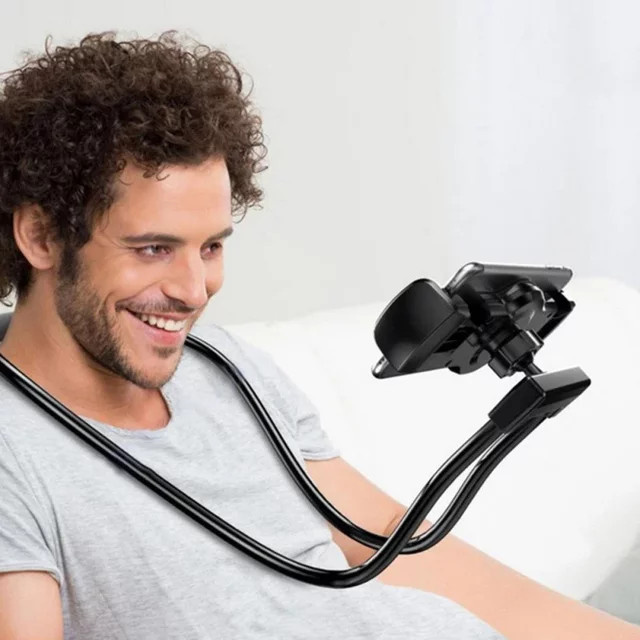 Flexibler Handyhalter für den Hals mit 360-Grad-Rotation in Schwarz oder Weiß für iPhone, Xiaomi und Samsung - Bild 1
