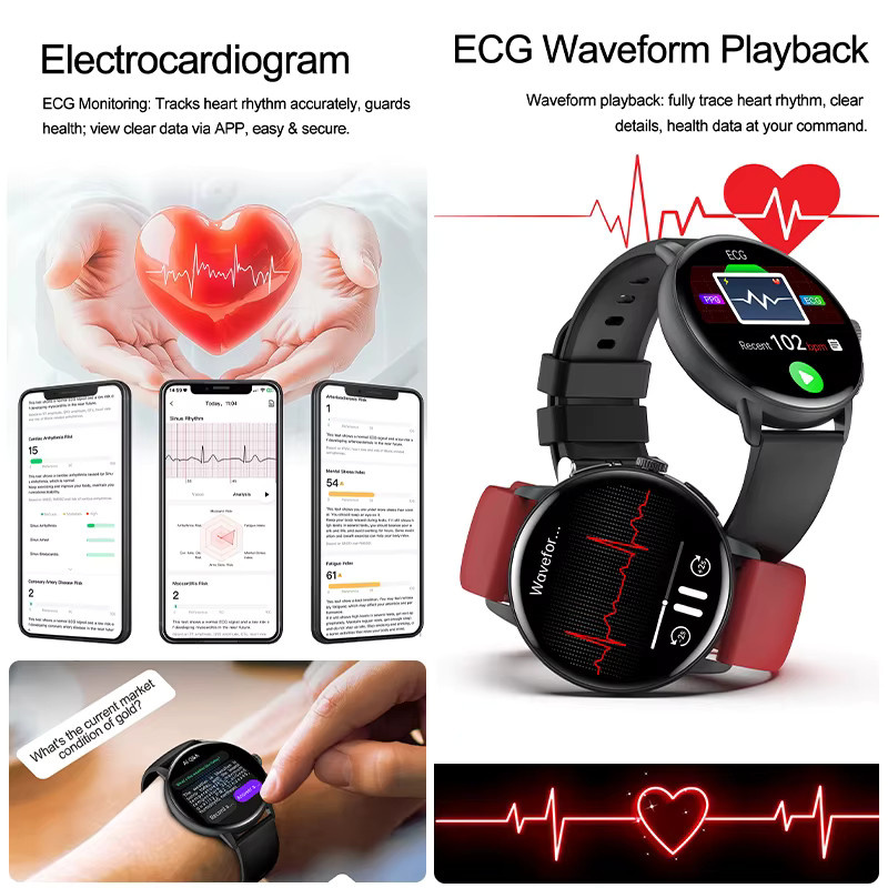 OUIO Smartwatch, Edelstahl, Schwarz, Unisex - Bild 3