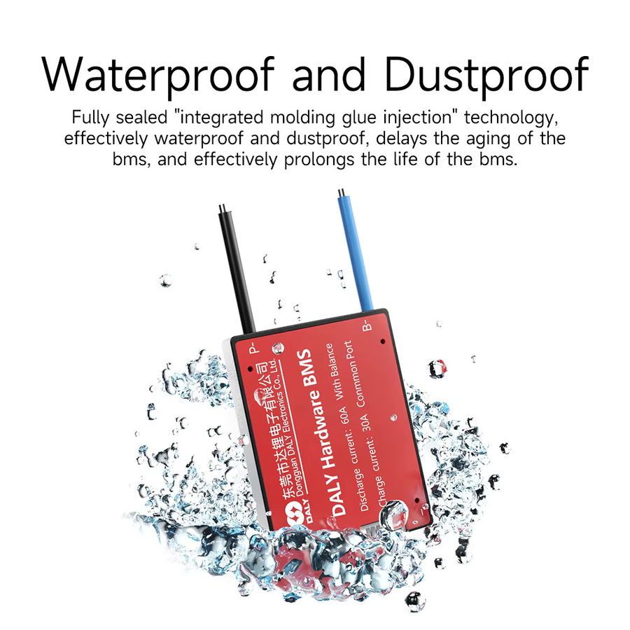 Daly BMS 20A Wasserdichtes Batterie-Management-System mit Balancer für 4S 12V Li-Ion und LiFePO4 Batterien, Rot - Bild 2