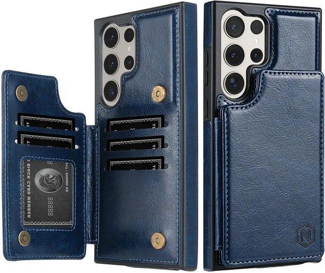 Magnetische Lederhülle mit RFID-Blockierschutz für Samsung Galaxy S26 Ultra S25 FE S24 S23 S22 S21 S20 FE in Blau - Bild 1