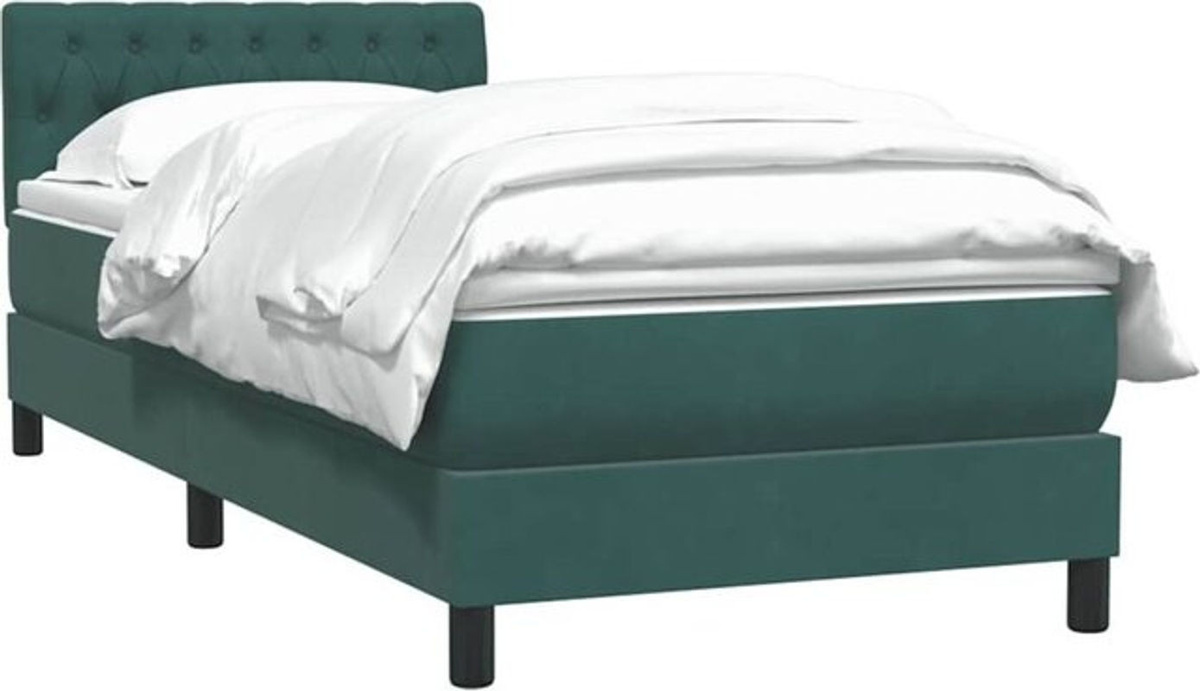 Vidaxl Boxspringbett mit Matratze aus Samt in Grün, B/T/H: 80 x 220 x 78 cm - Bild 1