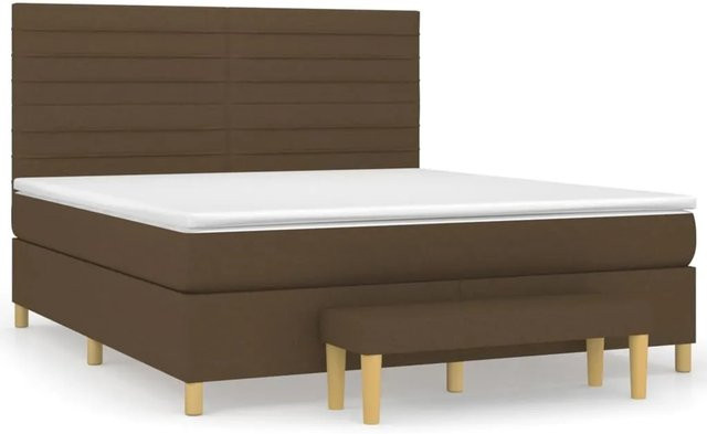 vidaXL Boxspringbett Hybrid mit Matratze und Kopfteil Dunkelbraun B/T/H: 160 x 200 cm - Bild 1