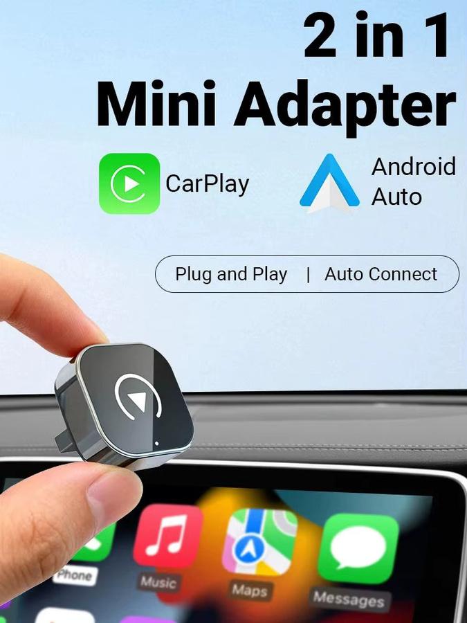 XUDA 2-in-1 CarPlay Adapter von kabelgebunden zu kabellos mit Android Auto Unterstützung, 5GHz WiFi Smart Box in Schwarz mit USB-C und USB-A Anschlüssen - Bild 7
