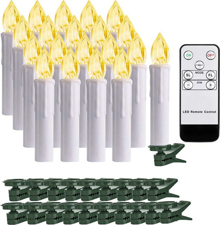 FREEPOWER LED-Stabkerzen mit Fernbedienung und Timer, weiß, Flammenlose Kerzen mit Flackereffekt für Hochzeit und Weihnachten, H x B x T: 12,2 x 1,8 x 1,8 cm