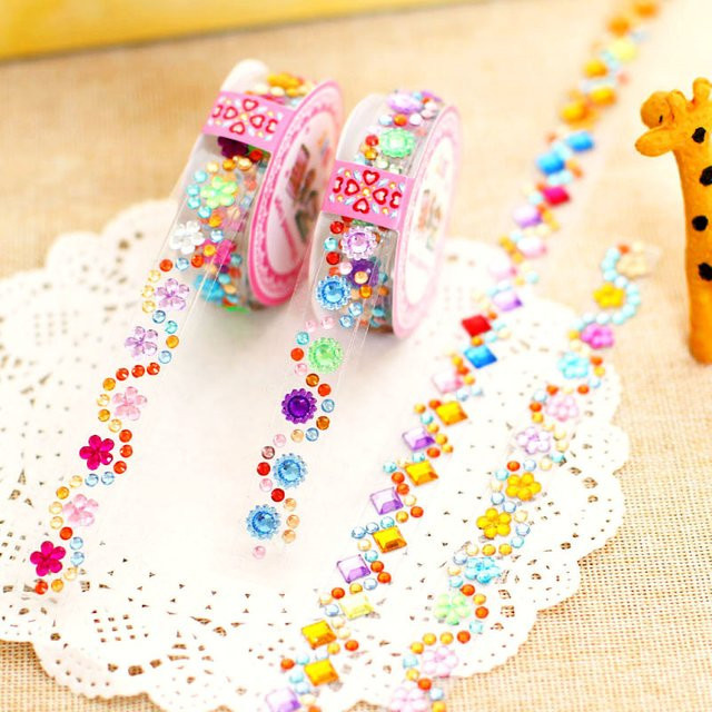 Selbstklebende Acryl-Kristall-Strass-Diamant-Aufkleber in Multicolour als DIY-Dekorationsband für Telefon, Laptop und Gitarre - Bild 1