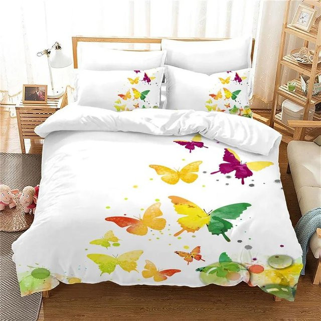 JMG Household Supplies Bettwäsche-Set Prinzessin mit Schmetterlings-Motiv, Rosa/Weiß, B/H: 135 x 200 cm - Bild 1