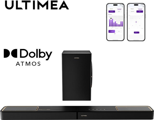 ULTIMEA 3.1.2-Kanal Soundbar mit Dolby Atmos, kabellosem Subwoofer, HDMI EARC und Bluetooth 5.4 in Schwarz - Bild 1