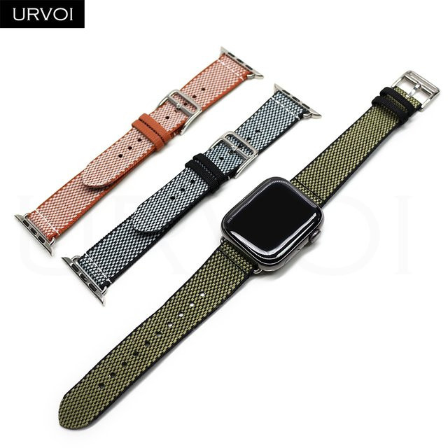URVOI Uhrenarmband, Textil/NATO, kariertes Canvas, Schwarz, Unisex - Bild 1