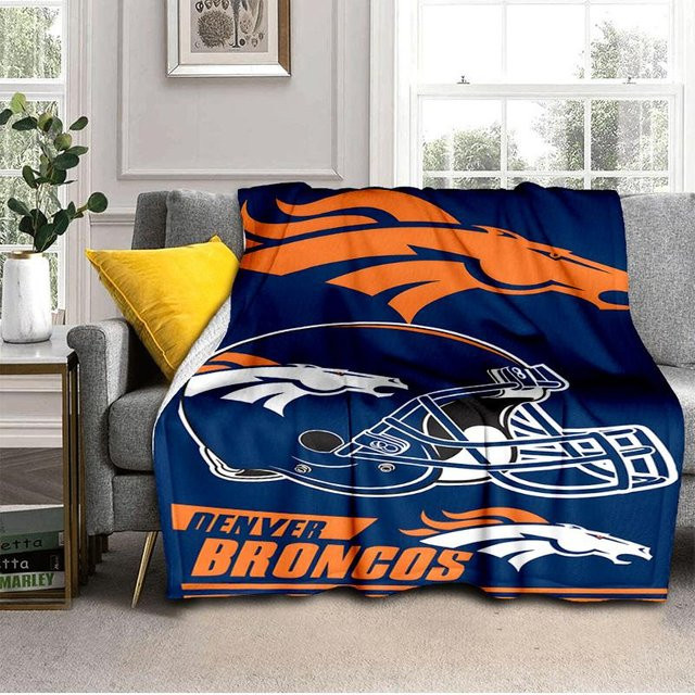 Happiness Goods B Denver Broncos Outdoor Flanell-Decke, Blau, B: 75 cm, H: 90 cm - Bild 1