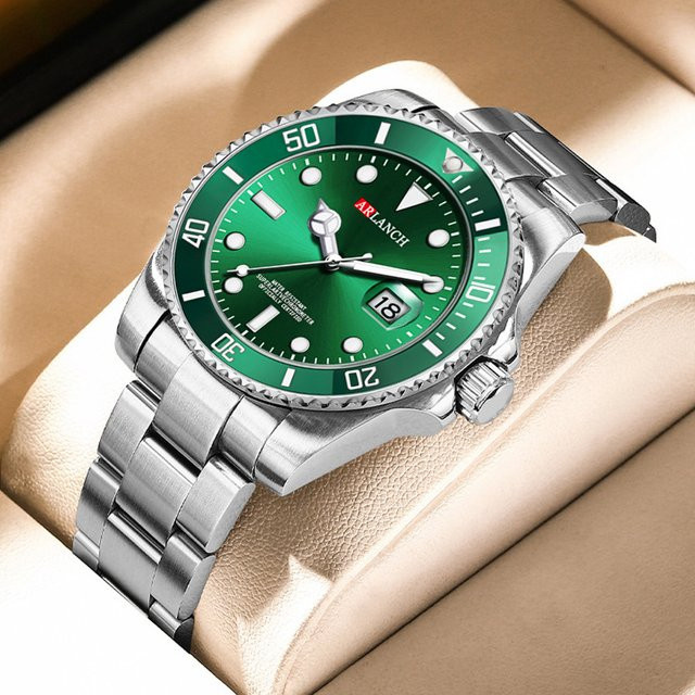 ARLANCH Armbanduhr Edelstahl, Quarz, Grün, Herren - Bild 1