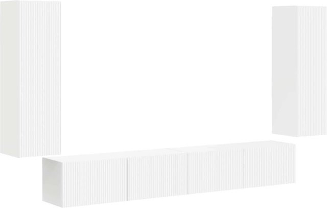 vidaXL TV-Wandregal-Set aus MDF in Weiß, 4 Stück, modern und matt - Bild 1
