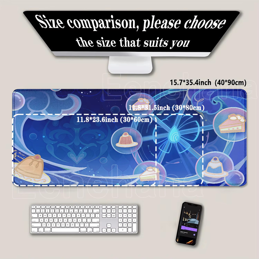 Eenehana Gaming Mousepad XXL Furina Varesa Genshin Impact Anime Design in Blau - Bild 2