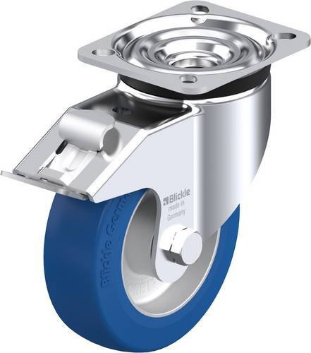 Blickle Lenkrolle LK-ALBS 125K-1-FI mit Feststeller in Blau und Silber, Rad-Durchmesser: 125 mm, Tragfähigkeit: 350 kg - Bild 1