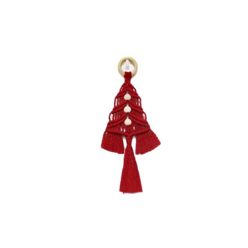 LUSQI Handgeknüpfte Weihnachtsbaumschmuck Boho Anhänger aus Baumwollseil in Beige - Bild 2