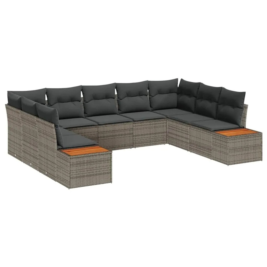 vidaXL Gartensofa-Set in U-Form aus Polyrattan und Stahl mit Kissen und integriertem Stauraum, Grau - Bild 2