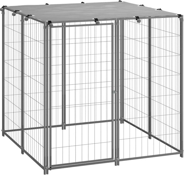 Wetterfester Hundezwinger aus Metall von Yiwydaa in Silber, B/T/H: 110 x 110 x 110 cm - Bild 1