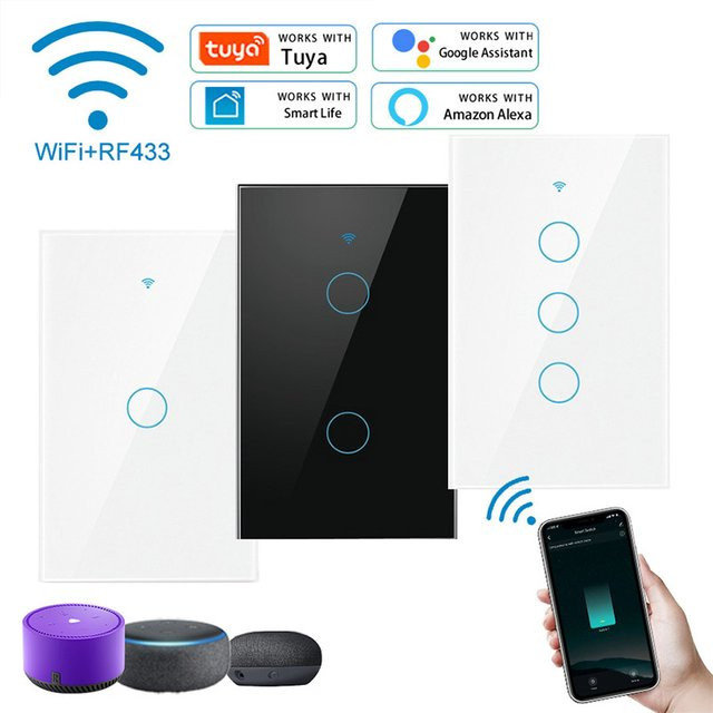 Szaoju Smart Wandschalter Weiß WiFi Touch-Sensor ohne Neutralleiter kompatibel mit Tuya App Alexa und Google Home - Bild 1