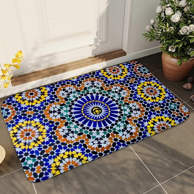 Karpetti Marokkanische Ethnische Badezimmermatte, Blau, B/T: 60 x 40 cm - Bild 1