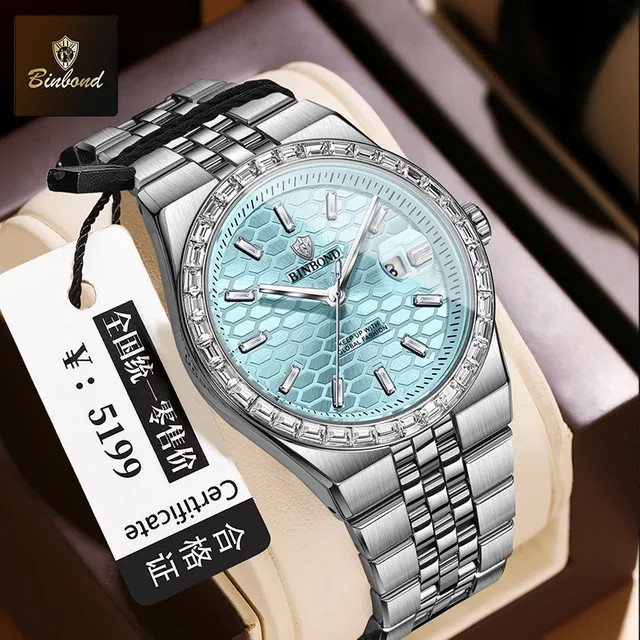 BINBOND Armbanduhr Quarz, Edelstahl, Blau, Herren - Bild 1