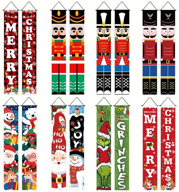 VIKAMA Weihnachtsmann und Soldat Hängendes Türbanner für Innen und Außen, Multicolor, Höhe: 180 cm, Breite: 30 cm - Bild 1