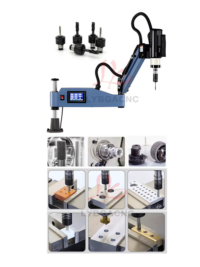 LYBGACNC Elektrische Gewindeschneidmaschine mit Easy Arm und Spannfutter, Blau, Universelle vertikale Bohrgewindeschneidmaschine für M2-M10 und M3-M20 - Bild 4