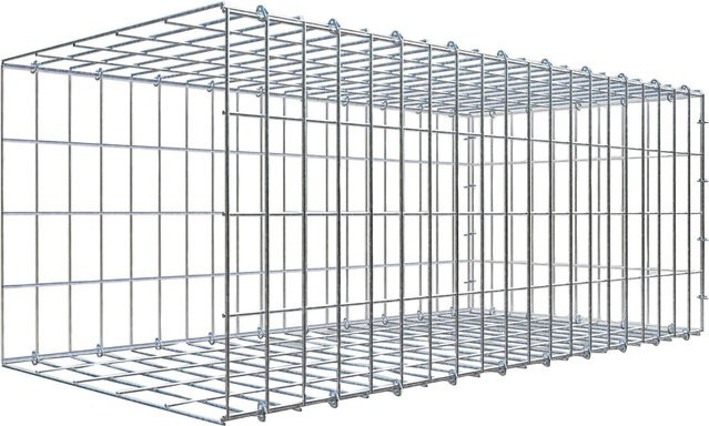 Gabiona C-Ring Anbaukorb Typ 2 in Silbergrau, Maschenweite 5 x 10 cm, B/T/H: 40 x 100 x 50 cm - Bild 1