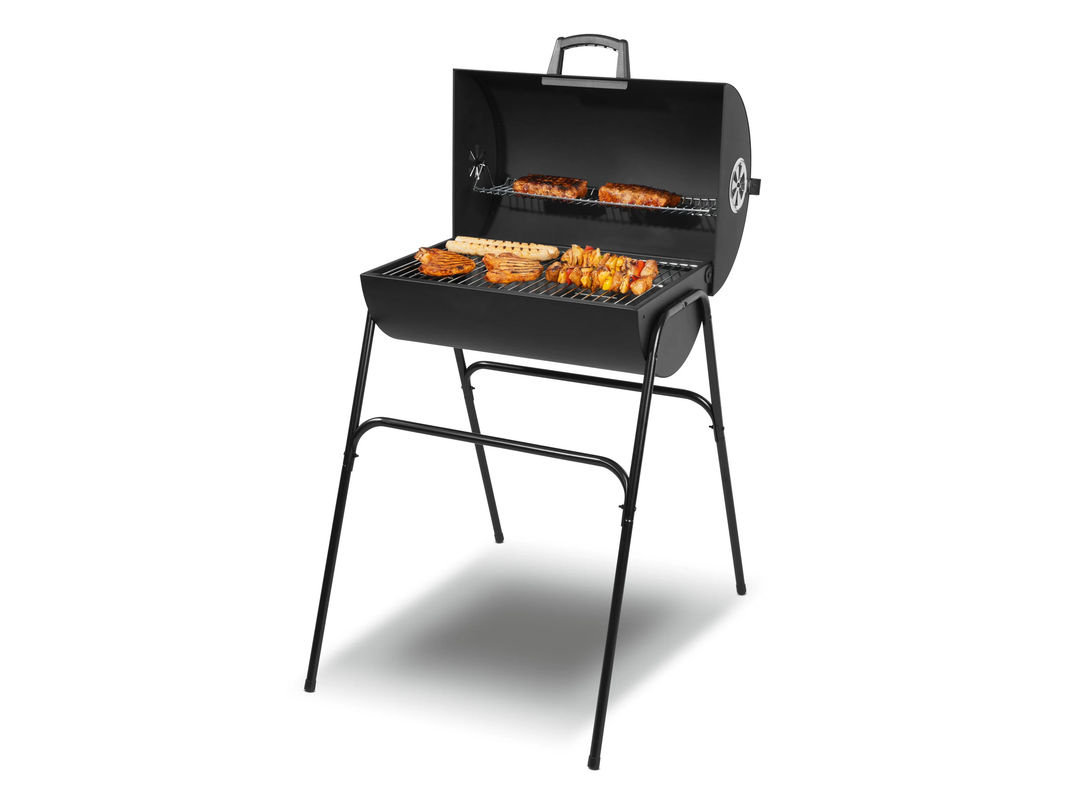 GRILLMEISTER Holzkohle Fassgrill Kansas in Schwarz mit Gestell und Warmhalterost, B: 60 cm, H: 95 cm, T: 79 cm - Bild 2