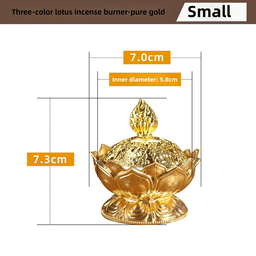 Goldener Lotusblumen Weihrauchbrenner aus Messing für Sandelholz und Räucherwerk als orientalische Heimdekoration - Bild 3