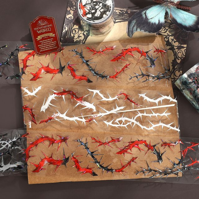 Vintage Dark Thorns Landschaft PET Washi Tape für DIY Journal und Collage, Breite: 5 cm, Länge: 500 cm, Mehrfarbig - Bild 1