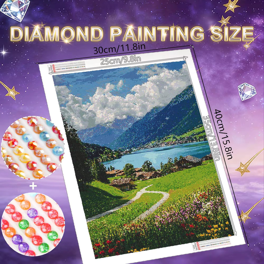 HUACAN Diamant-Mosaik Malset Feldlandschaft mit AB-Bohrer in Multicolour, B/H: 30,0 x 20,0 cm - Bild 2