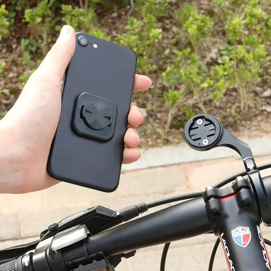 3er-Set Fahrrad Computer Halterung mit Rückseiten-Patch Aufkleber für Garmin GPS Tacho und Smartphone in Schwarz - Bild 2