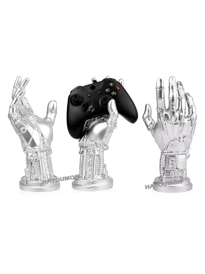 Pogopirate Cyberpunk Roboterarm Controller-Halterung für PS4 PS5 und Xbox in Silber als moderne Desktop-Dekoration - Bild 5