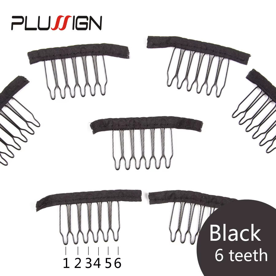 plussign Perückenkämme und Metall-Perückenclips, 12 Stück, schwarzbraun - Bild 3