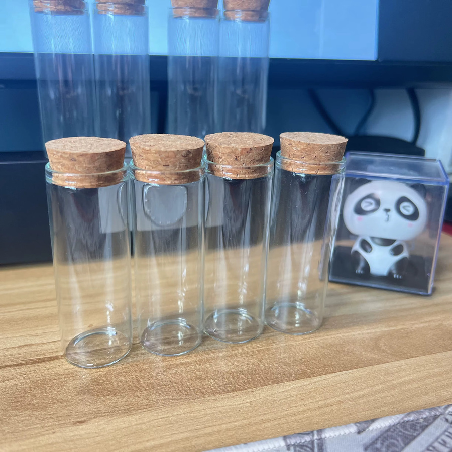 LYGIL Weihnachts-Glasflaschen mit Korkverschluss, transparent, 40 ml, B/T/H: 2,5 x 2,5 x 8 cm - Bild 3