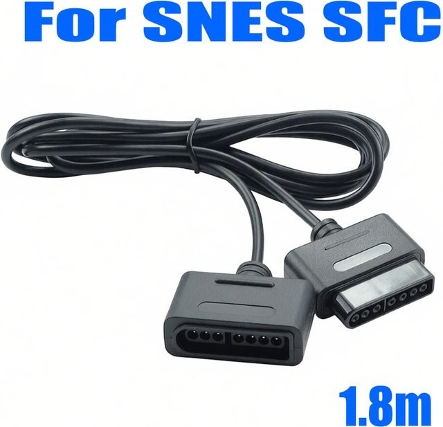 Nintendo Verlängerungskabel für SNES und Super Famicom Controller, Schwarz, 1,8 m - Bild 1