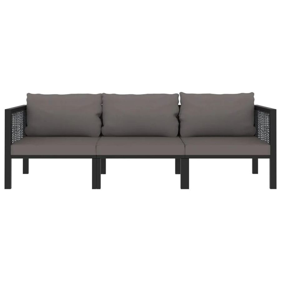 vidaXL 3-Sitzer-Sofa in L-Form aus Poly Rattan mit Polsterauflagen in Anthrazit - Bild 2