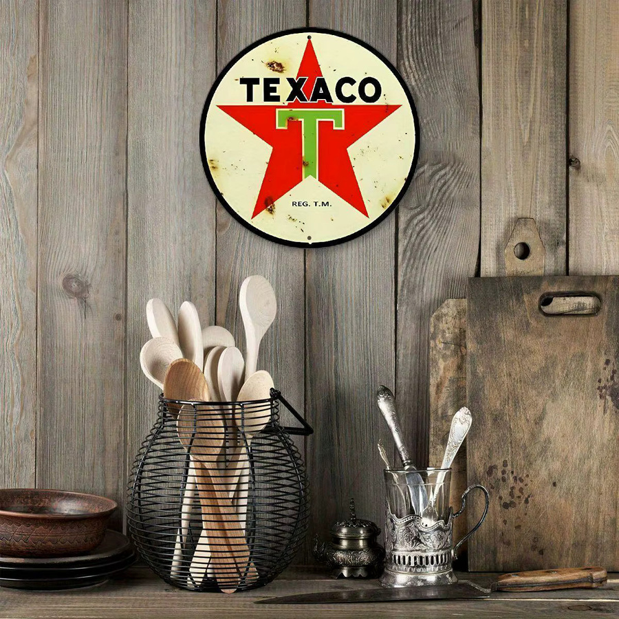 Potdemiel Vintage Texaco Red Star Metallschild rund in Rot für deine Wandgestaltung - Bild 6