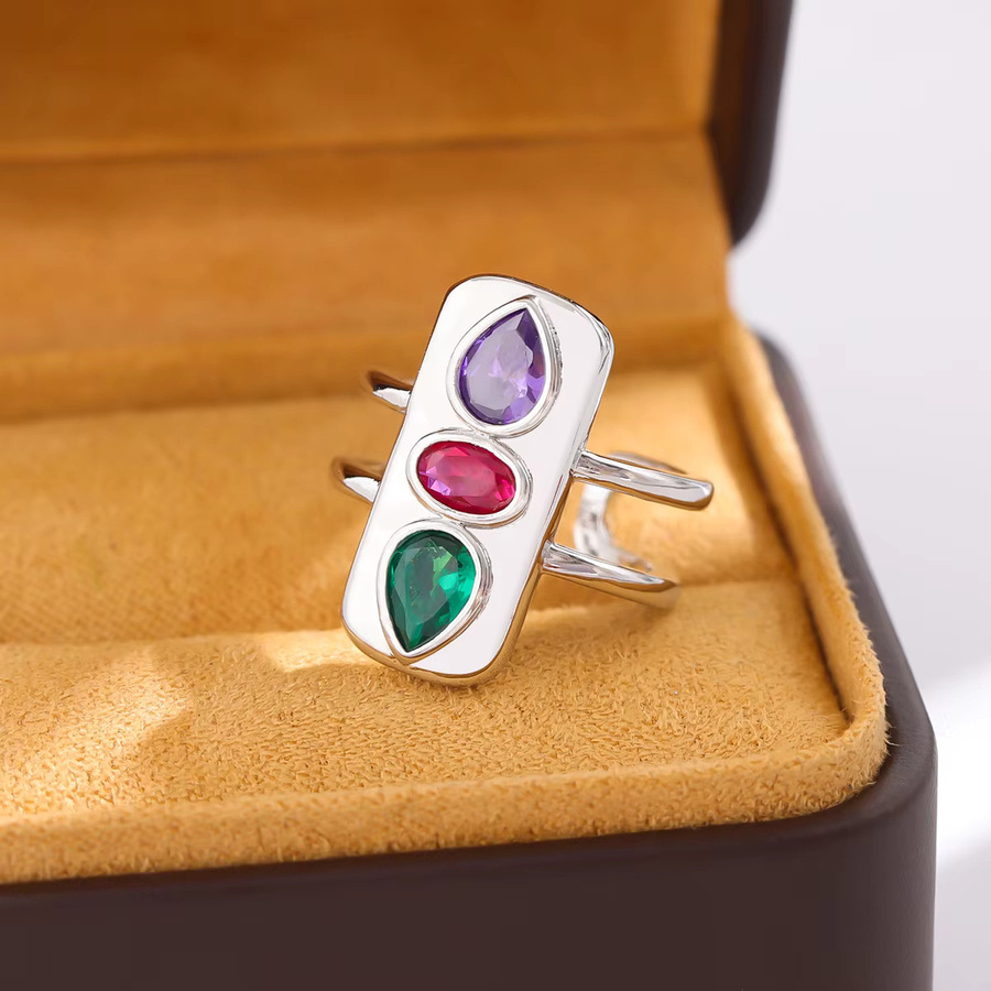 GaGa-Duck Ring 925 Silber, Kristall, Geometrisch, Unisex - Bild 4
