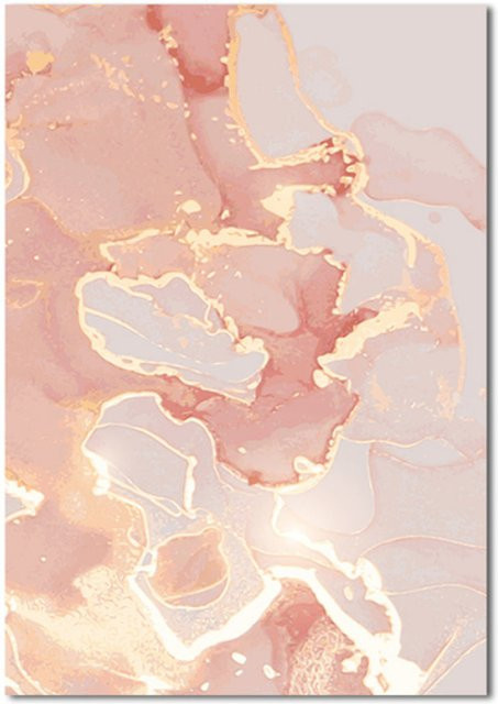 TPFLiving Luxus Poster Leinwand Abstrakte Strukturen in Pink, Beige und Gold, Modell C, Breite: 30 cm, Höhe: 40 cm - Bild 1