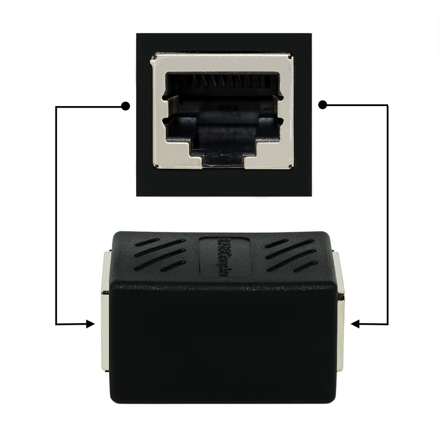 OULLX RJ45 Ethernet LAN Splitter Adapter Koppler für CAT5 und CAT6 in Schwarz - Bild 5