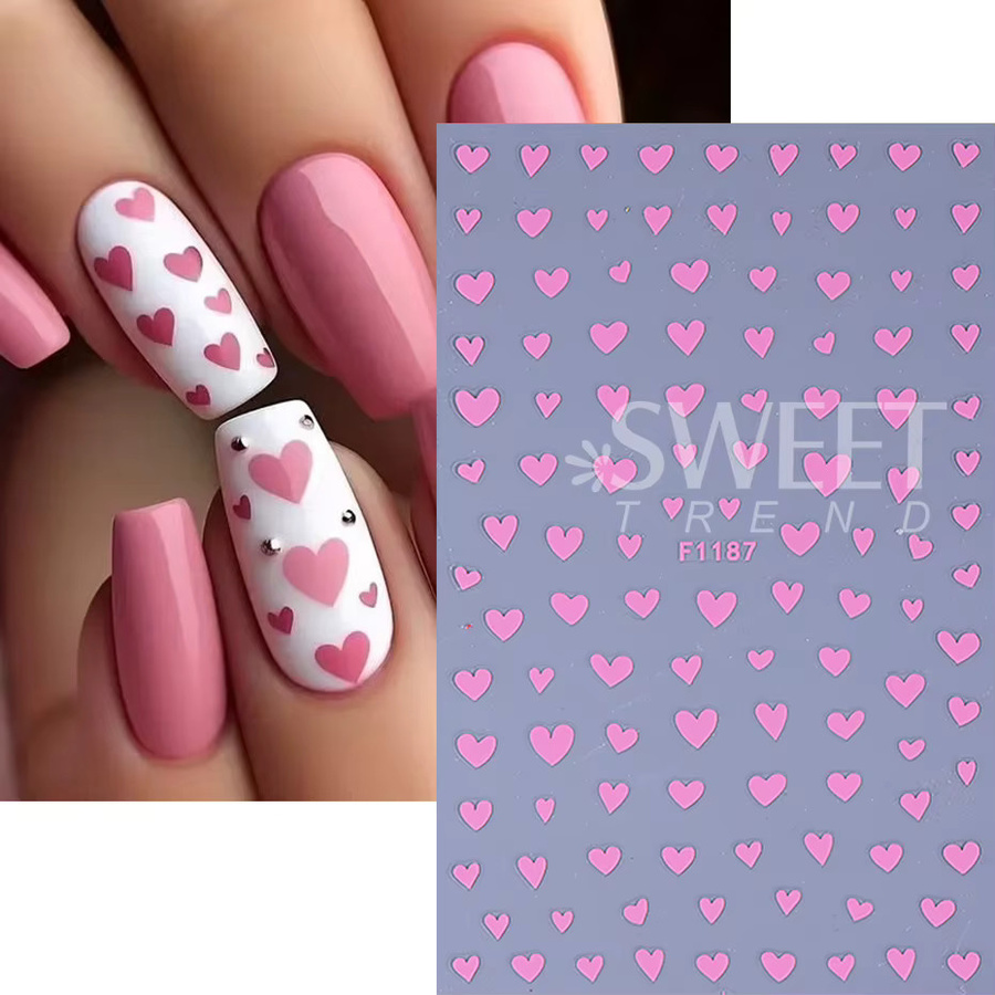 SWEET TREND Nagelaufkleber Herz, Rosa Rot Pfirsich, 6 Stück - Bild 2