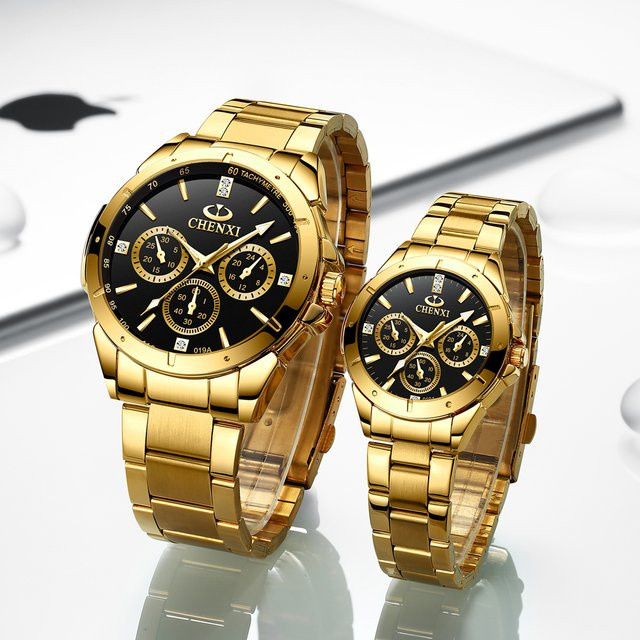 CHENXI Armbanduhr, Quarz, Edelstahl, Gold, Herren - Bild 1