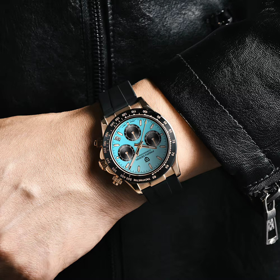 Pagani Design Armbanduhr, Chronograph, Quarz, Edelstahl, Blau, Herren - Bild 3