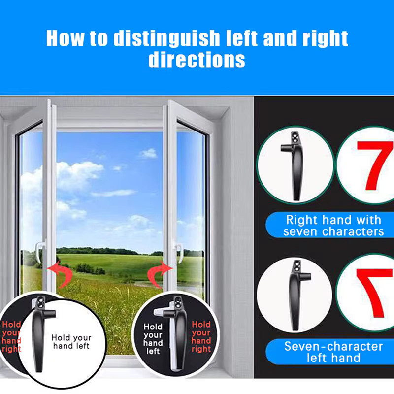 Verdickter Fenstergriff aus Aluminiumlegierung in Schwarz für Schwingtüren und Fenster als Einzelpunktgriff - Bild 4