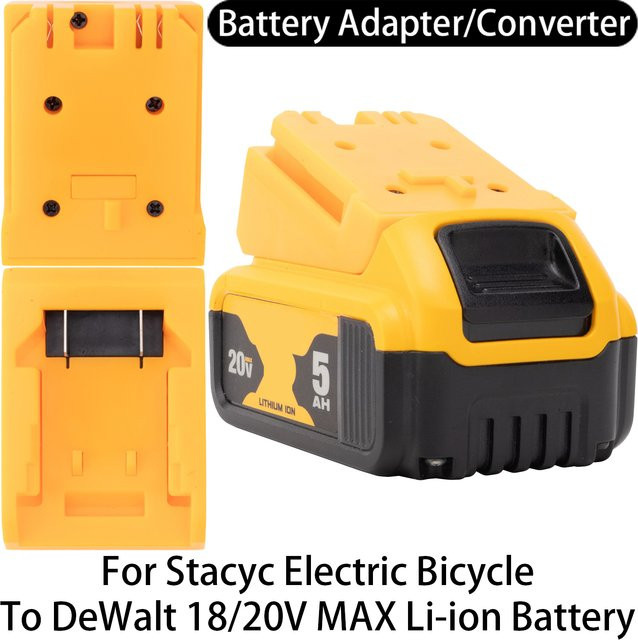 DeWalt Batterieadapter-Konverter für Stacyc Elektrofahrrad, gelb, passend für 18/20V Li-Ionen-Akkus - Bild 1