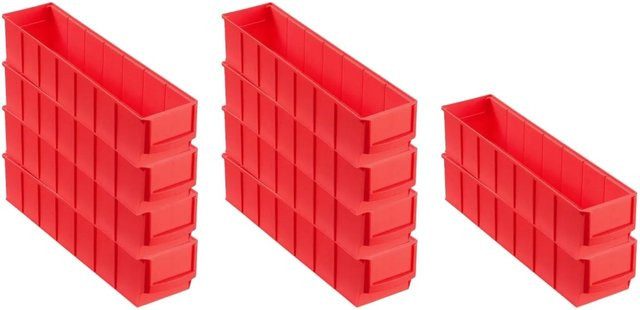 PROREGAL SparSet 10x Rote Industriebox 400 S Sortimentskasten aus Kunststoff, H x B x T: 8,1 x 9,1 x 40 cm - Bild 1
