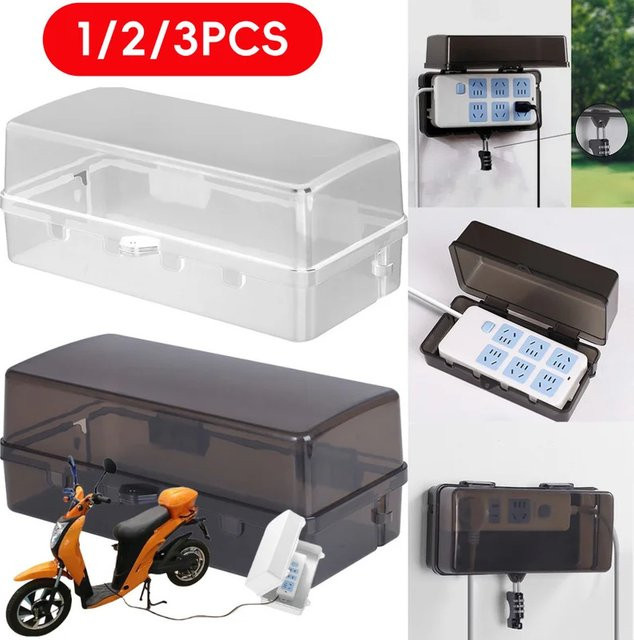Wasserdichte Box mit Schloss für elektrische Fahrzeug-Lade Stecker, Regenfest und Diebstahlsicher, Schwarz/Transparent - Bild 1
